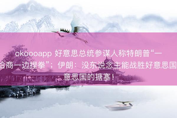 okoooapp 好意思总统参谋人称特朗普“一边准备洽商一边捏拳”；伊朗：没东说念主能战胜好意思国的搪塞！