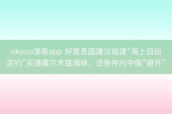 okooo澳客app 好意思国建议组建“海上目田定约”买通霍尔木兹海峡，还条件对中俄“避开”